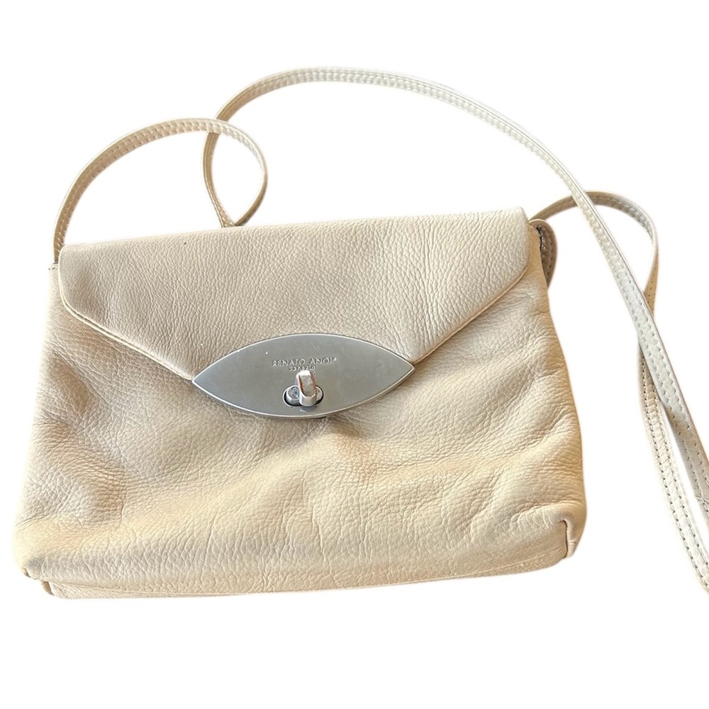 Renato Angi Cream Leather Crossbody Bag